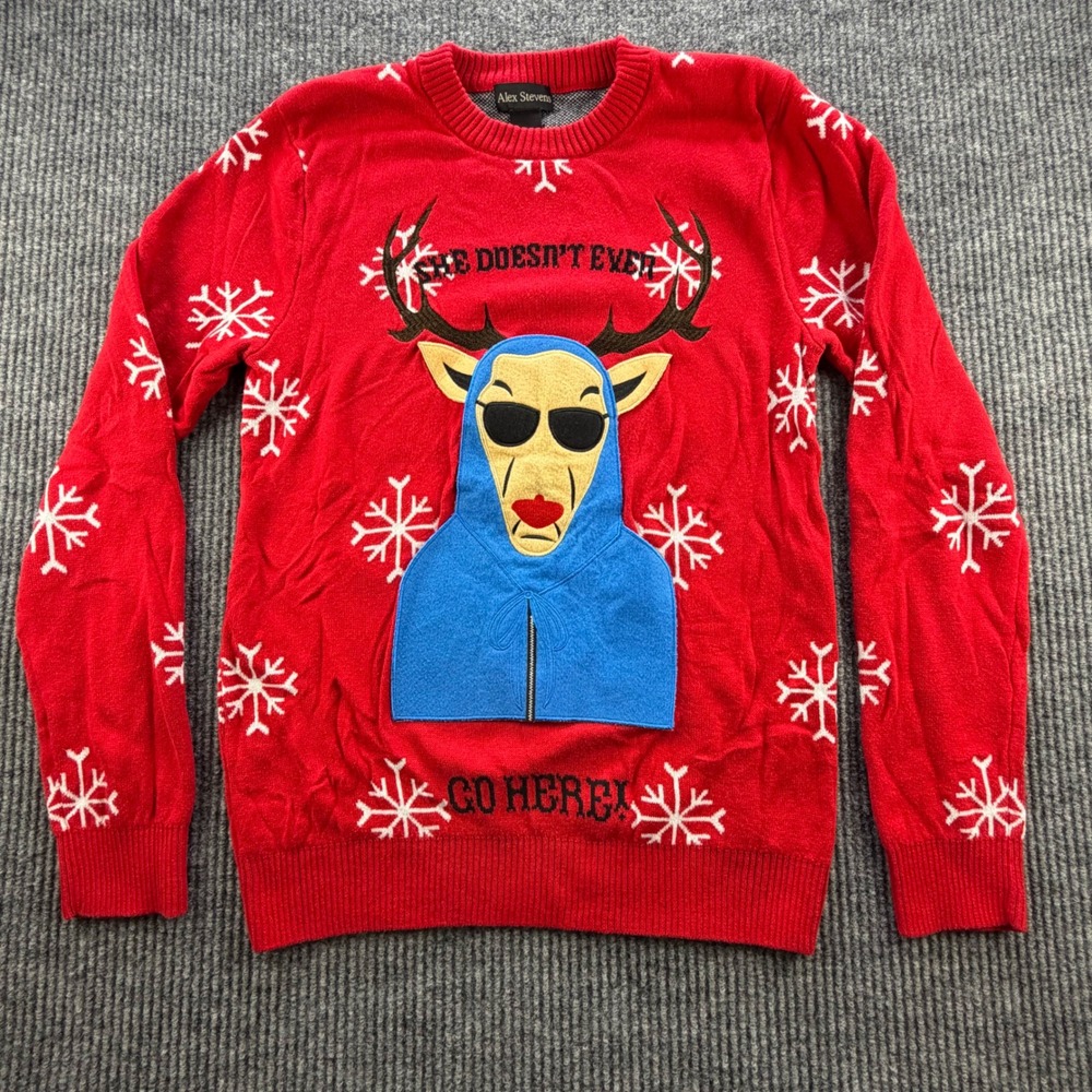 Alex Stevens Mean Girls Ugly Christmas Sweater Red Small Reindeer Holiday Funny